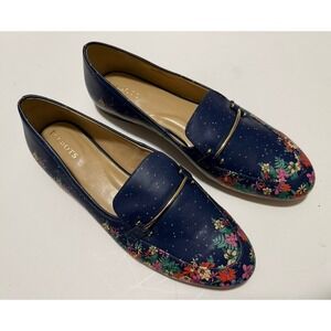 Talbots Ryan Blissful Floral Flats Loafers Shoes Womens Size 11 Blue Leather